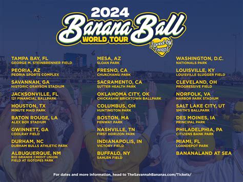 (WAVE) - The Savannah Bananas announced that their 2024 Banana Ball World Tour will come to Louisville, according to a release. . Savannah banana tickets 2024